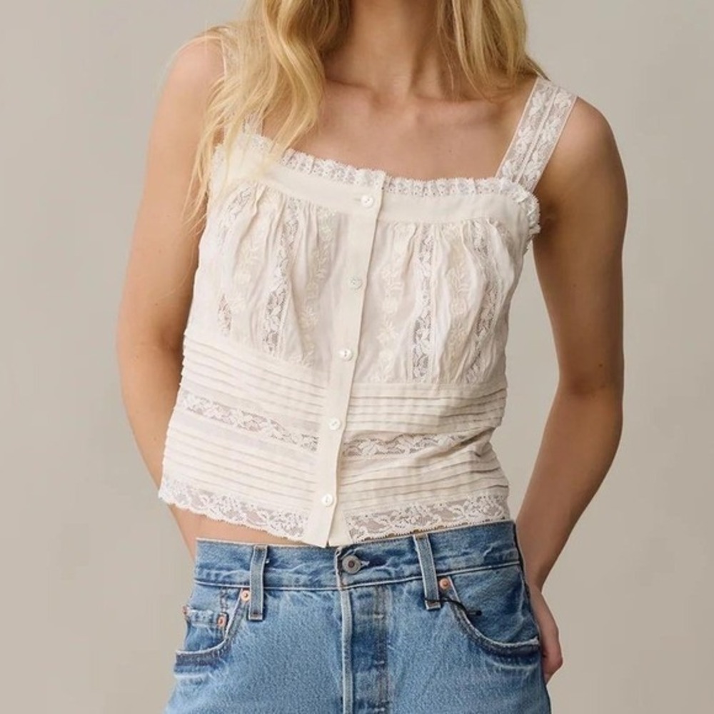 NWT Sorella Misty Cotton Lace Top in Cream - Size 4